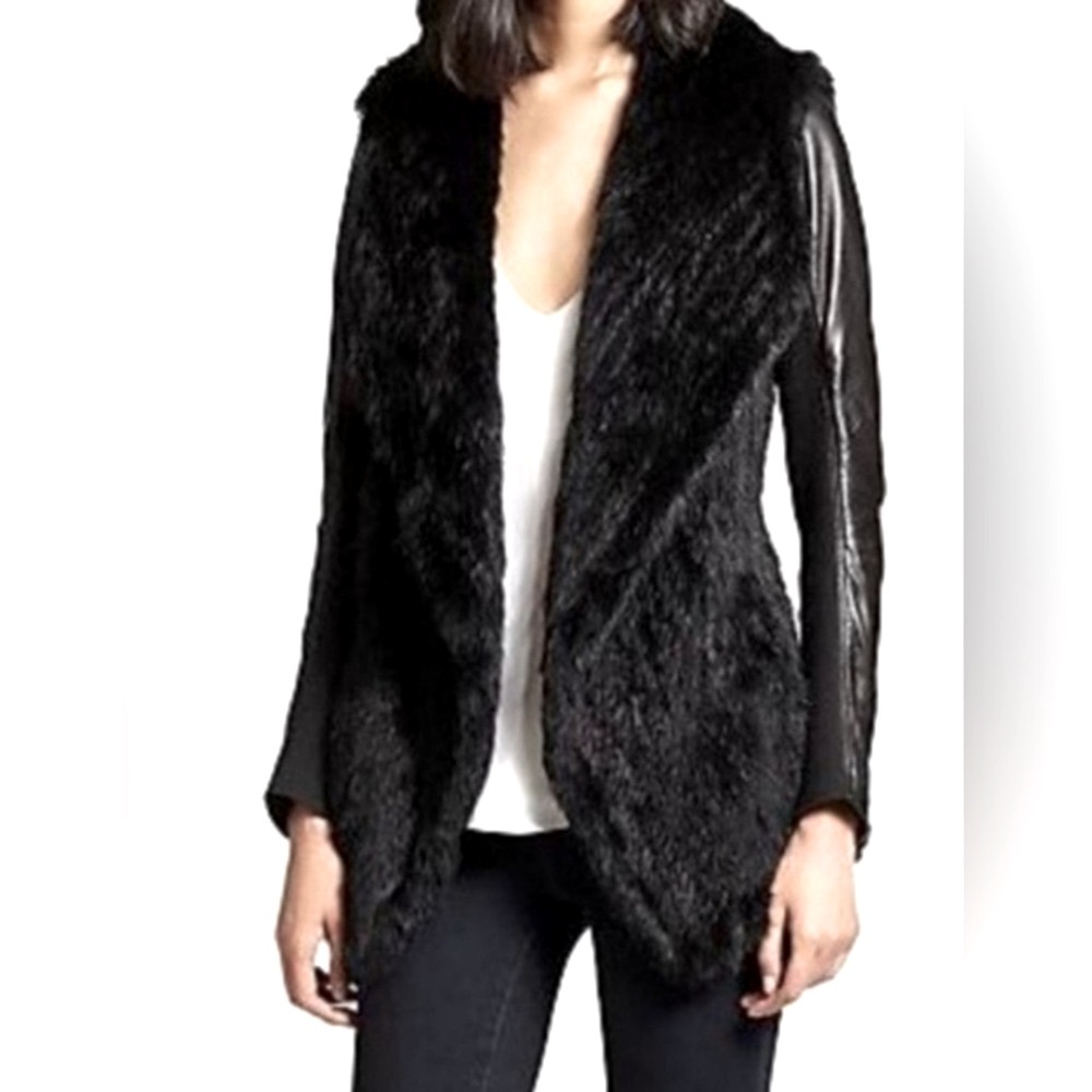 Black Fur and Leather Women's Jacket